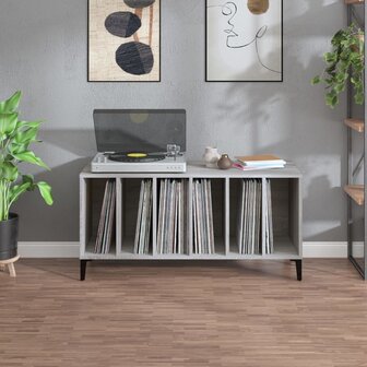 Platenkast 100x38x48 cm bewerkt hout grijs sonoma eikenkleurig 3