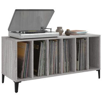 Platenkast 100x38x48 cm bewerkt hout grijs sonoma eikenkleurig 4