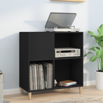 Platenkast 84,5x38x89 cm bewerkt hout zwart 1
