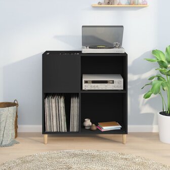 Platenkast 84,5x38x89 cm bewerkt hout zwart 3