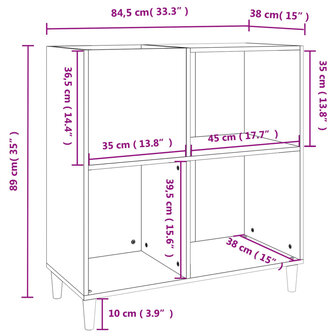 Platenkast 84,5x38x89 cm bewerkt hout zwart 9