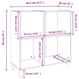 Platenkast 84,5x38x89 cm bewerkt hout sonoma eikenkleurig 9