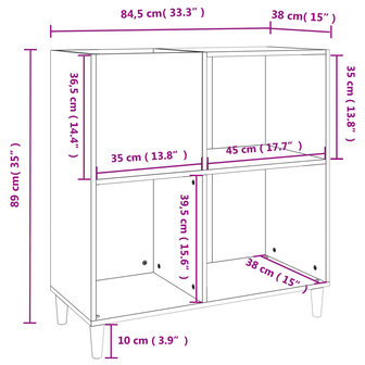 Platenkast 84,5x38x89 cm bewerkt hout betongrijs 9