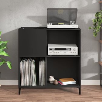 Platenkast 84,5x38x89 cm bewerkt hout zwart 3