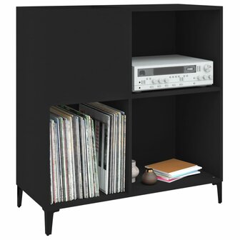 Platenkast 84,5x38x89 cm bewerkt hout zwart 4