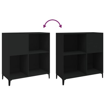 Platenkast 84,5x38x89 cm bewerkt hout zwart 7