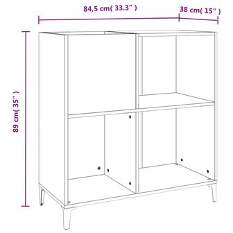 Platenkast 84,5x38x89 cm bewerkt hout zwart 9