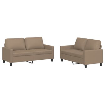 2-delige Loungeset met kussens kunstleer cappuccino 2