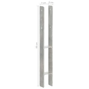 Grondankers 6 st 7x6x60 cm gegalvaniseerd staal zilverkleurig 7