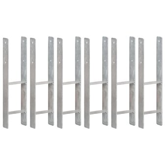 Grondankers 6 st 14x6x60 cm gegalvaniseerd staal zilverkleurig 1