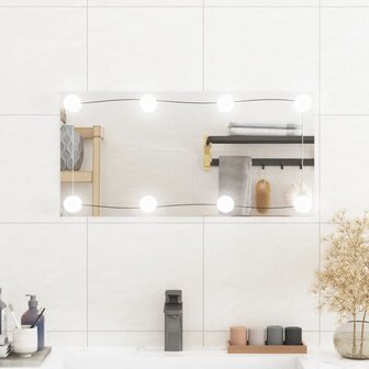 Wandspiegel met LED&amp;apos;s rechthoekig 30x60 cm glas 1