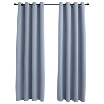 Gordijn verduisterend met metalen ringen 2 st 140x175 cm grijs 2