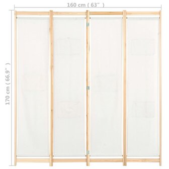 Kamerscherm met 4 panelen 160x170x4 cm stof cr&egrave;me  8