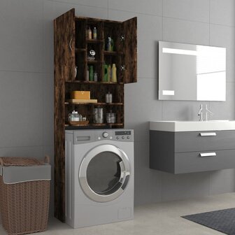Wasmachinekast 64x25,5x190 cm gerookt eikenkleurig 3