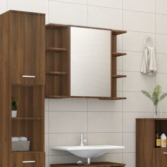 Badkamerspiegelkast 80x20,5x64 cm bewerkt hout bruin eikenkleur 1