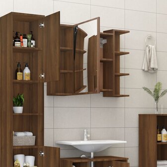 Badkamerspiegelkast 80x20,5x64 cm bewerkt hout bruin eikenkleur 3