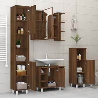 Badkamerspiegelkast 80x20,5x64 cm bewerkt hout bruin eikenkleur 9
