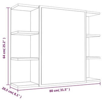 Badkamerspiegelkast 80x20,5x64 cm bewerkt hout bruin eikenkleur 11