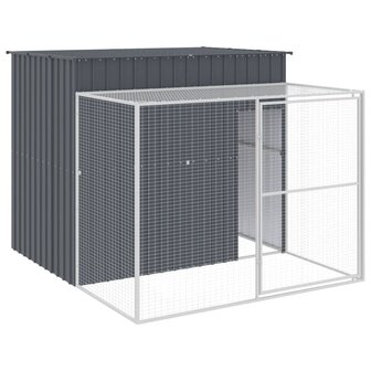 Hondenhok met ren 214x253x181 cm gegalvaniseerd staal antraciet 2
