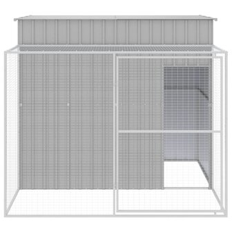 Hondenhok met ren 214x253x181 cm staal lichtgrijs 3