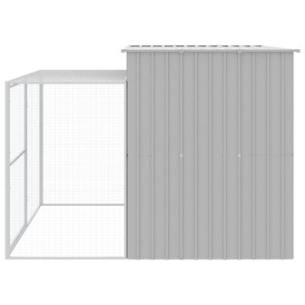 Hondenhok met ren 214x253x181 cm staal lichtgrijs 5