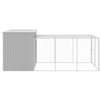 Hondenhok met ren 214x457x181 cm staal lichtgrijs 4