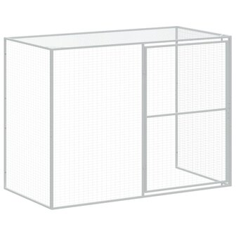Hondenhok met ren 214x457x181 cm staal lichtgrijs 8
