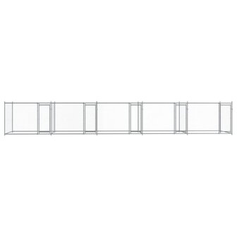 Hondenhok met deuren 10x2x1,5 m gegalvaniseerd staal grijs 4