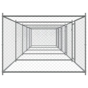 Hondenhok met deuren 10x2x1,5 m gegalvaniseerd staal grijs 5