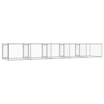 Hondenhok met deuren 10x2x1,5 m gegalvaniseerd staal grijs 6