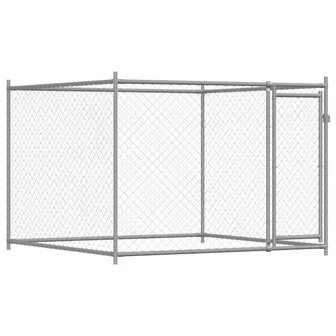 Hondenhok met deuren 10x2x1,5 m gegalvaniseerd staal grijs 7