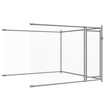 Hondenhok met deuren 10x2x1,5 m gegalvaniseerd staal grijs 8
