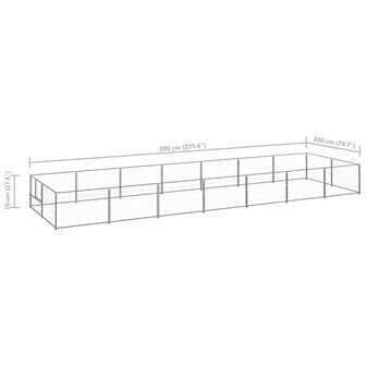 Hondenkennel 14 m&sup2; staal zilverkleurig 6