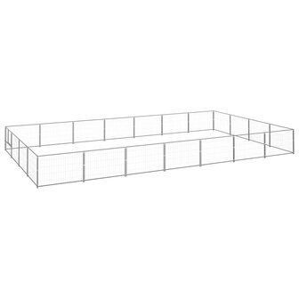 Hondenkennel 28 m&sup2; staal zilverkleurig 1