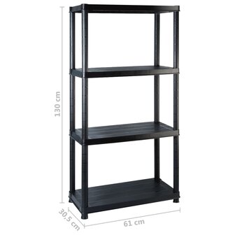 Opbergrek 4-laags 183x30,5x130 cm kunststof zwart 7