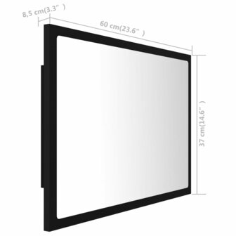 Badkamerspiegel LED 60x8,5x37 cm acryl zwart 12