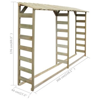 Haardhoutopslag 300x44x176 cm ge&iuml;mpregneerd grenenhout 4