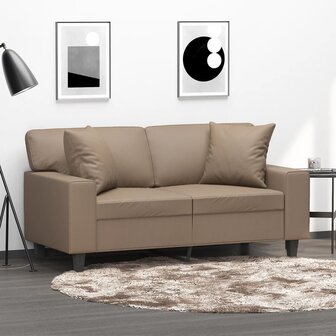 Sierkussens 2 st 40x40 cm kunstleer cappuccino 1
