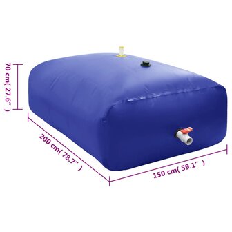 Watertank met kraan opvouwbaar 2100 L PVC 8
