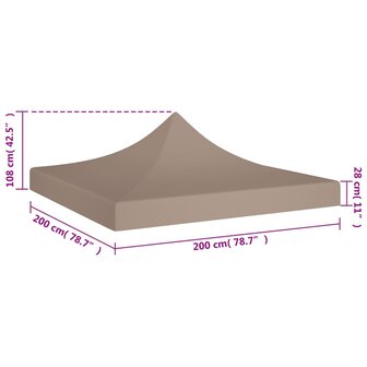 Partytentdak 270 g/m&sup2; 2x2 m taupe  5