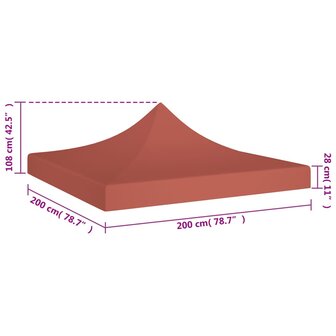 Partytentdak 270 g/m&sup2; 2x2 m terracotta  5