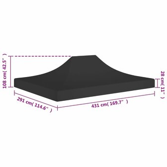 Partytentdak 270 g/m&sup2; 4,5x3 m zwart 6