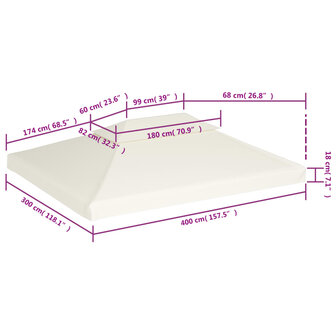 Vervangend tentdoek prieel 310 g/m&sup2; 3x4 m cr&egrave;mewit 6