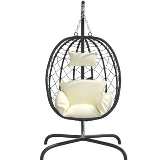 Hangstoel met kussen poly rattan en staal cr&egrave;mewit 3