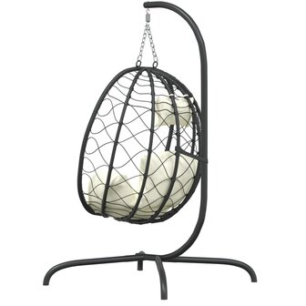 Hangstoel met kussen poly rattan en staal cr&egrave;mewit 5