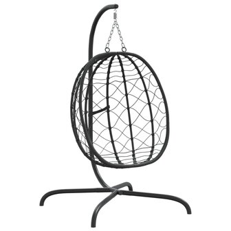 Hangstoel met kussen poly rattan en staal taupe 7