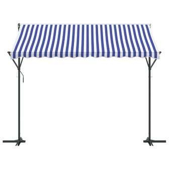 Luifel vrijstaand 300x300 cm stof en staal blauw en wit 3