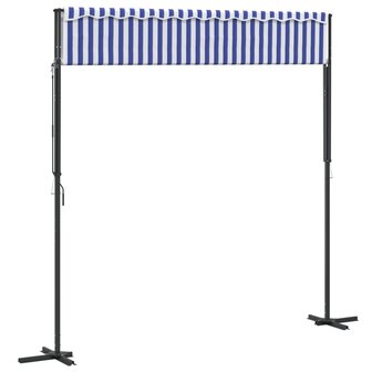 Luifel vrijstaand 300x300 cm stof en staal blauw en wit 6