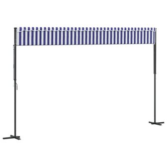 Luifel vrijstaand 500x300 cm stof en staal blauw en wit 6