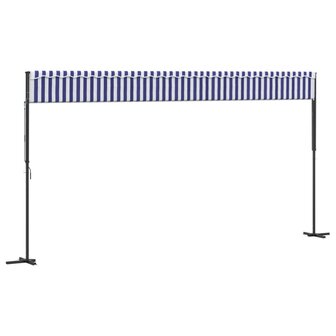 Luifel vrijstaand 600x300 cm stof en staal blauw en wit 6